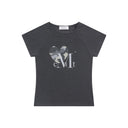 CANYON HEART CAMO HALF T IN CHARCOAL GREY