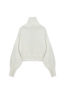 HIGH NECK EMBROIDERED LOGO ZIP UP FOR WOMEN IN IVORY image 2