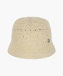 CIRCLE LOGO CROCHET BUCKET HAT IN LIGHT BEIGE image 6