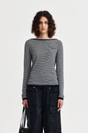 ESSENTIAL BOAT NECK KNIT TOP IN BLACK image 1