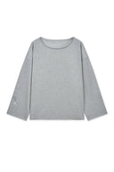 RAW HEM FINISHED BOAT NECK TOP IN GRAY image 1