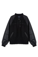 STUNNING POINT FAUX LEATHER JUMPER FOR MEN IN BLACK image 1
