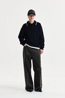 BACK LOGO COLLAR KNIT TOP FOR WOMEN IN DARK NAVY image 19