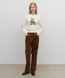 W DOODLE BEAR CROP SWEATSHIRT IN IVORY image 5