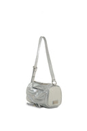 FRONT SHIRRING RIBBON MINI BAG IN SILVER image 8