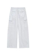 DRAWSTRING HEM CARGO PANTS IN IVORY image 13