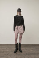 POCKET FOLDOVER WRAP MINI SKIRT IN INDIAN PINK image 9
