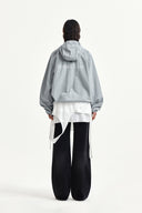 BACK LOGO HOODY WIND BREAKER IN LIGHT GRAY image 8