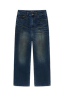 DIRTY WASHED DENIM PANTS FOR MEN IN BLUE image 1