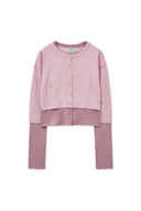 LAYERED TEXTURE KNIT CARDIGAN IN LILAC image 10