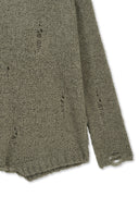 ASYMMETRIC DAMAGED KNIT PULLOVER IN KHAKI image 13