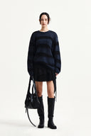 TEXTURE BLOCK STRIPE KNIT PULLOVER IN NAVY image 20