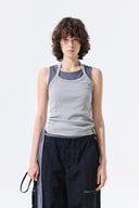 LABEL DETAIL HALTER TANK TOP IN GRAY image 15