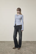 SNAP DETAIL SLIM TOP IN LIGHT BLUE image 10