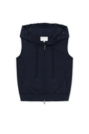 BACK LOGO JERSEY HOOD VEST IN NAVY image 12