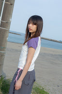 FLOWER STITCH RAGLAN LOGO TOP IN PURPLE image 8