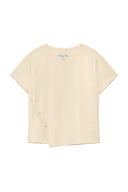 SLIT BUTTON POINT CROP TOP IN IVORY image 1