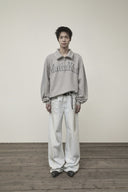 CUT OUT HALF ZIP SWEATSHIRT FOR MEN IN GRAY image 7