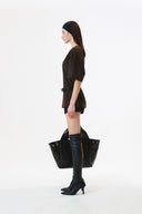 LOGO EMBROIDERY OVERSIZE TOP IN BROWN image 7