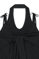 LAYERED TIE HALTER NECK KNIT TOP IN BLACK image 4