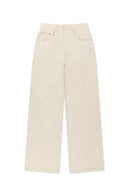 STUD POINT COLOR DENIM PANTS IN CREAM image 1