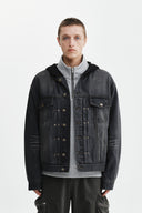 WESTERN PANEL HOODED DENIM JUMPER IN BLACK