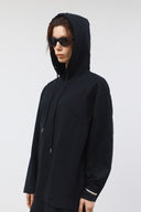 BACK OPEN HOODY JERSEY DRESS IN BLACK image 11
