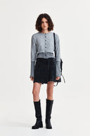 LAYERED TEXTURE KNIT CARDIGAN IN GRAY image 19