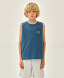 KIDS DOODLE CLASSIC LOGO POCKET SLEEVELESS IN BLUE image 11