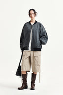 UTILITY CARGO BERMUDA PANTS IN BEIGE image 8