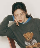 DOODLE BEAR SWEATER IN CHARCOAL GREY image 1