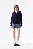 BACK LOGO JACQUARD MESH KNIT ZIP UP IN NAVY image 10