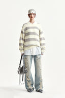 HEAVY DESTROYED DENIM PANTS IN LIGHT BLUE image 9