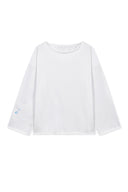 RAW HEM FINISHED BOAT NECK TOP IN WHITE image 1