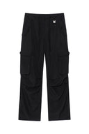 STRING NYLON CARGO PANTS IN BLACK image 1