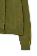 CASHMERE BLENDED ROUND KNIT CARDIGAN IN OLIVE image 18