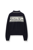 BACK LOGO COLLAR KNIT TOP FOR WOMEN IN DARK NAVY image 13