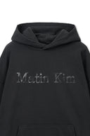 RAW EDGE HEM SWEAT HOODY IN CHARCOAL GREY image 3