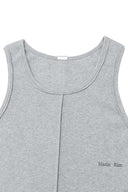 SMALL LOGO PINTUCK SLEEVELESS TOP FOR MEN IN GRAY image 3