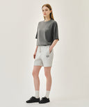 CLASSIC LOGO SWEAT SHORTS IN LIGHT HEATHER GREY image 11