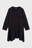 BACK OPEN HOODY JERSEY DRESS IN CHARCOAL GREY image 14