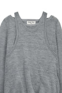 MOHAIR LAYERED KNIT PULLOVER IN LIGHT GRAY image 5