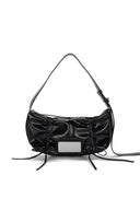 HALF SHIRRING RIBBON ROUND BAG IN BLACK image 7