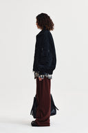 HIGH NECK BUTTON POINT ZIP UP JUMPER IN BLACK image 6