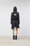 BACK OPEN HOODY JERSEY DRESS IN CHARCOAL GREY image 8