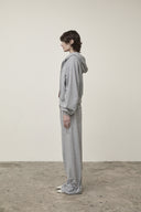 SLEEVE STRING DETAIL HOODY ZIP UP IN GRAY image 10