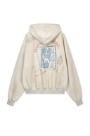 VINTAGE WASHED GRAFFITI HOODY ZIP UP IN BEIGE image 2