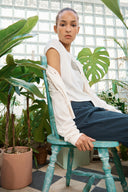 BACK LOGO SEE THROUGH CARDIGAN FOR WOMEN IN IVORY image 10