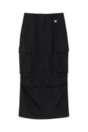 STRING NYLON CARGO SKIRT IN BLACK image 1