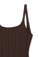 OPEN BACK RIBBED KNIT DRESS IN BROWN image 14